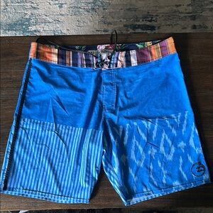 Billabong Hawaiian Blue and Orange Board Shorts Swimwear, swim shorts
